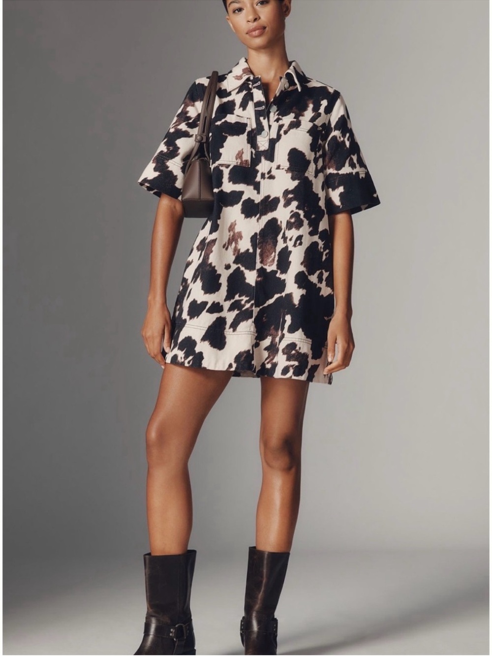 NWT Anthropologie Maeve Jeannie Short-Sleeve Denim A-Line Mini Dress Size 10